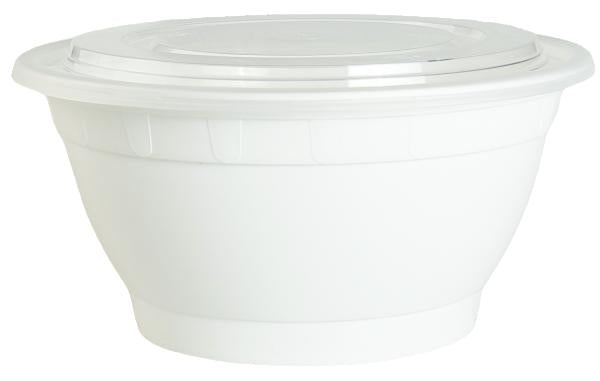32 Oz White Microwaveable Soup Bowl Container with Lid, 150 Sets/Cs - B-38