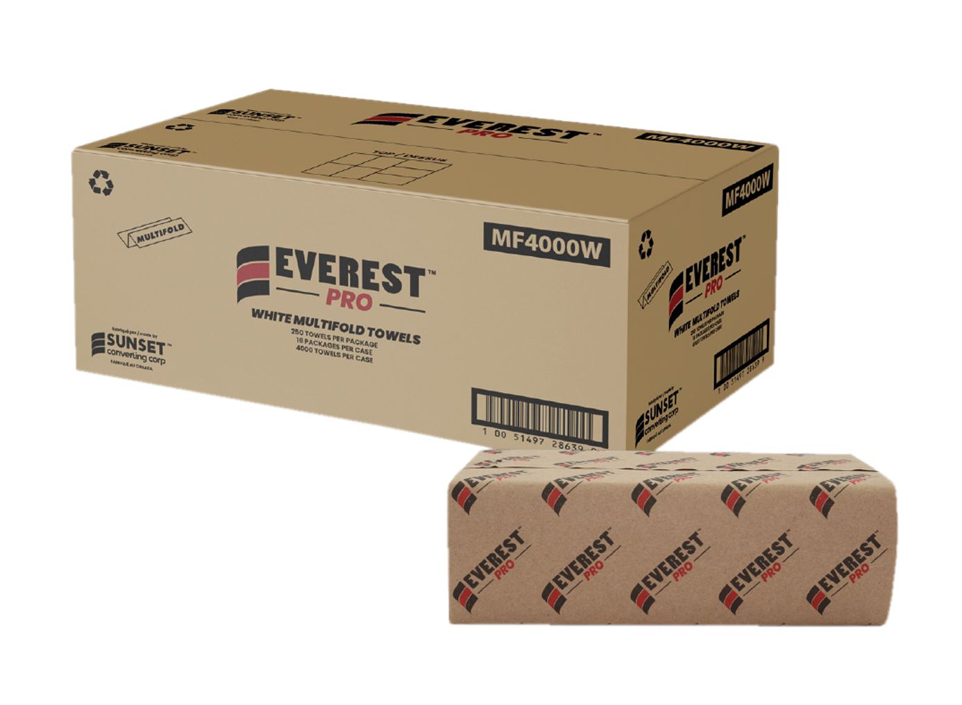 Everest Pro - White Multifold Hand Towel, 4000/Cs - MF4000W