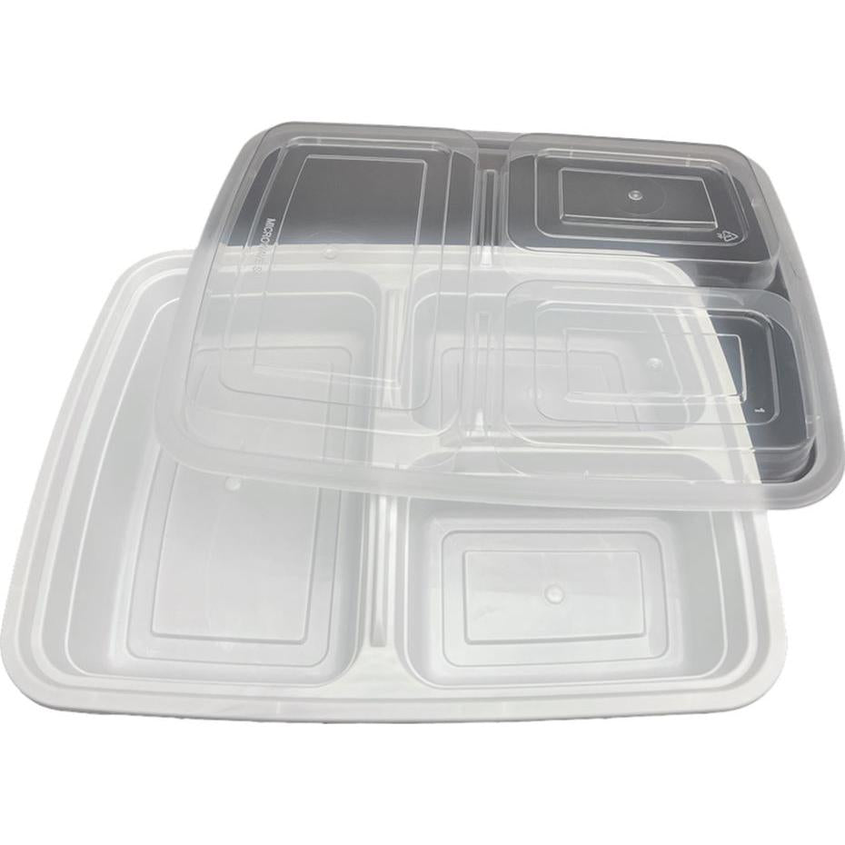 PCMPAK - 39 Oz PP Rectangular 3 compartments Container, 150/Cs - DT-339