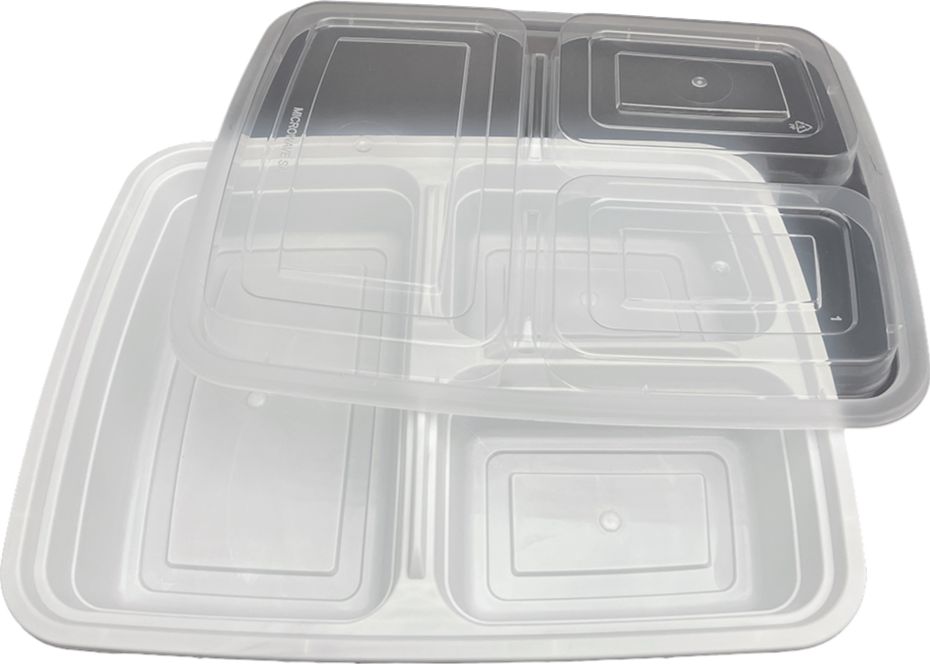 PCMPAK - 39 Oz PP Rectangular 3 compartments Container, 150/Cs - DT-339