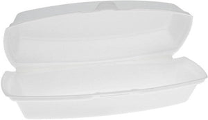 Pactiv Evergreen - 7.3 x 3 x 2" PS Foam Hinged Lid Rectangular Container, White, 504 Count - YTH100980000