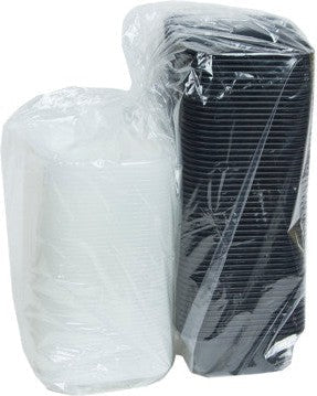 Pactiv Evergreen - VERSAtainer 12 oz. Black/Clear Rectangular PP Container and Lid, Pack of 150cs - NC818B