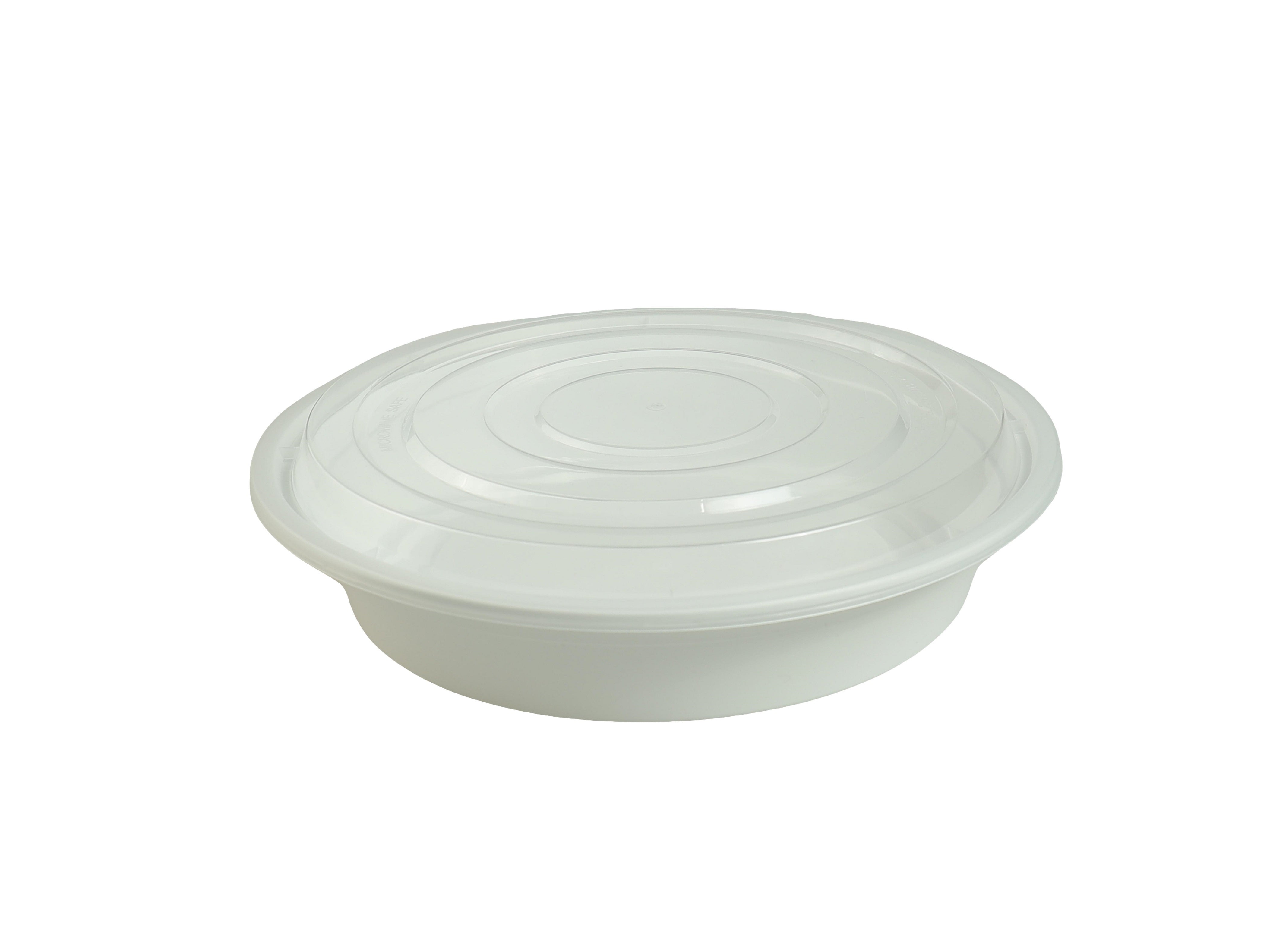 9", 48 Oz White Round Container with Lid Combo, 150/CS, 30Cs/Sk, 5Cs/Tier - RC-48