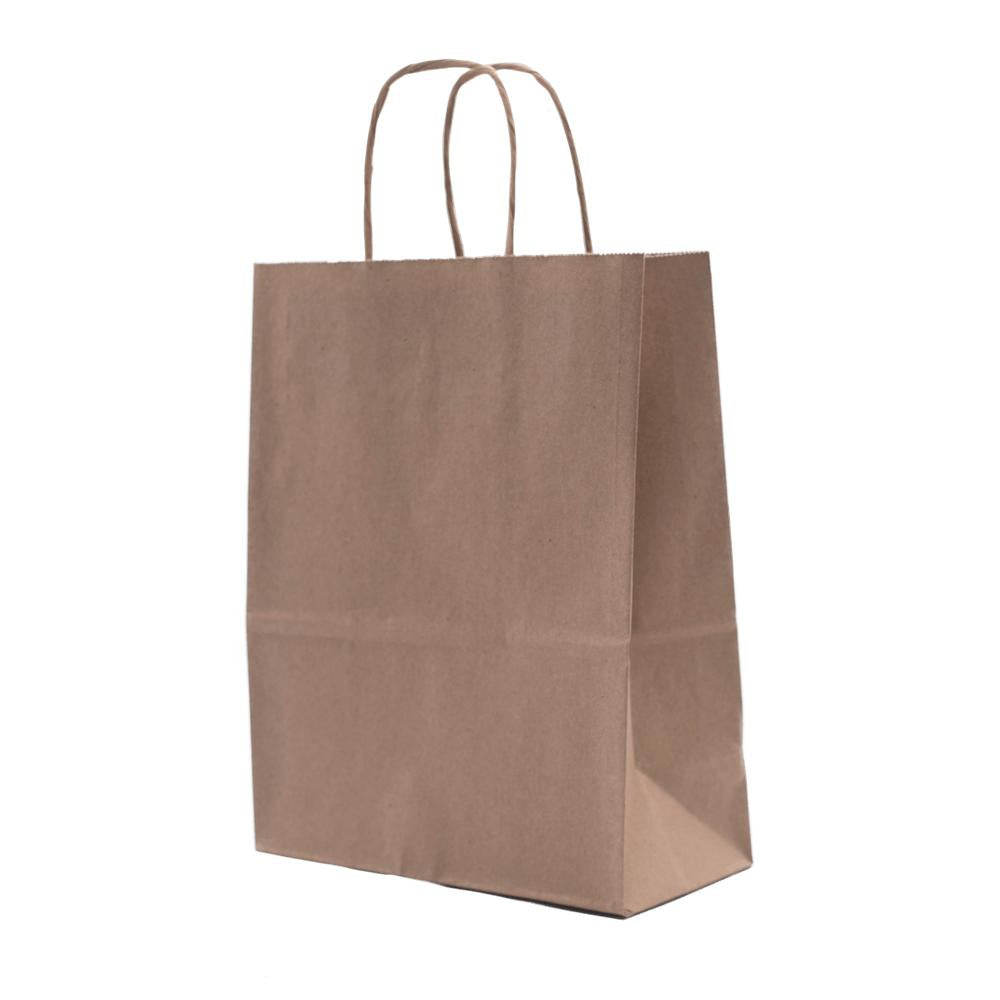 RiteEarth - 8" x 4.5" x 10.75" Kraft Paper Twist Handle Bag, 250/cs, 42cs/sk, 7 Cs/Tier - PT08410K