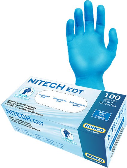 RONCO - Medium Blue Nitech Powder-Free Gloves, 100/bx - 375