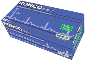 RONCO - Medium Blue Nitrile Powder-Free Blurite Gloves, 100/bx - 979