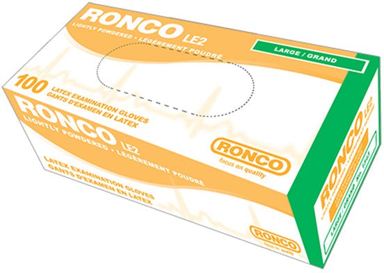 RONCO - Medium Tan Latex Gloves, 100/bx - 8133