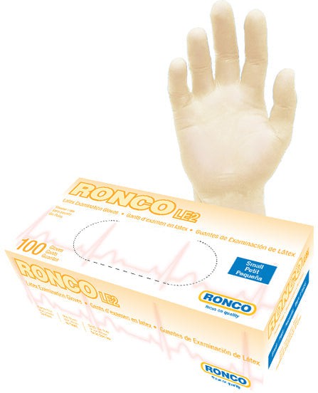 RONCO - Medium Tan Latex Powder-Free Gloves, 100/bx - 1833