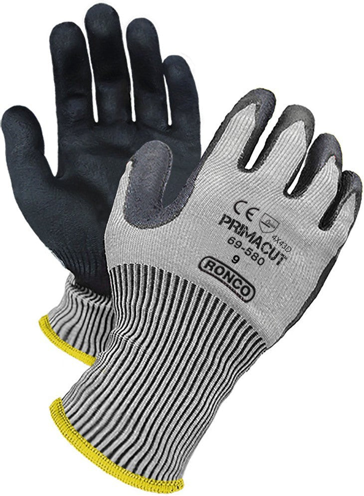 RONCO - Small Black & Grey Polyurethane Knitwrist Cuff Defensor Gloves - 69-580-07