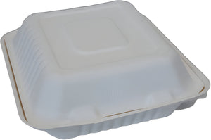 RiteEarth - 8" x 8.7" Bagasse Hinged Container, 200/cs - H891