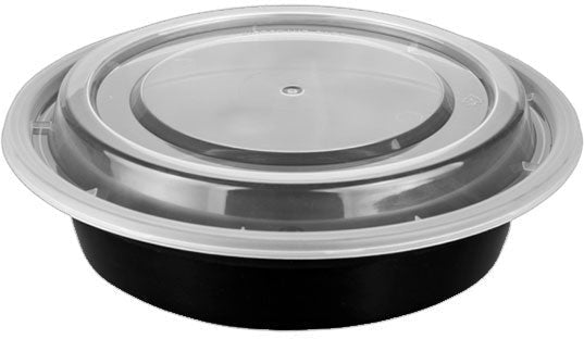 RitePak - 16 Oz, 6" Round Black Microwavable Container Combo, 150/cs - MC0616B