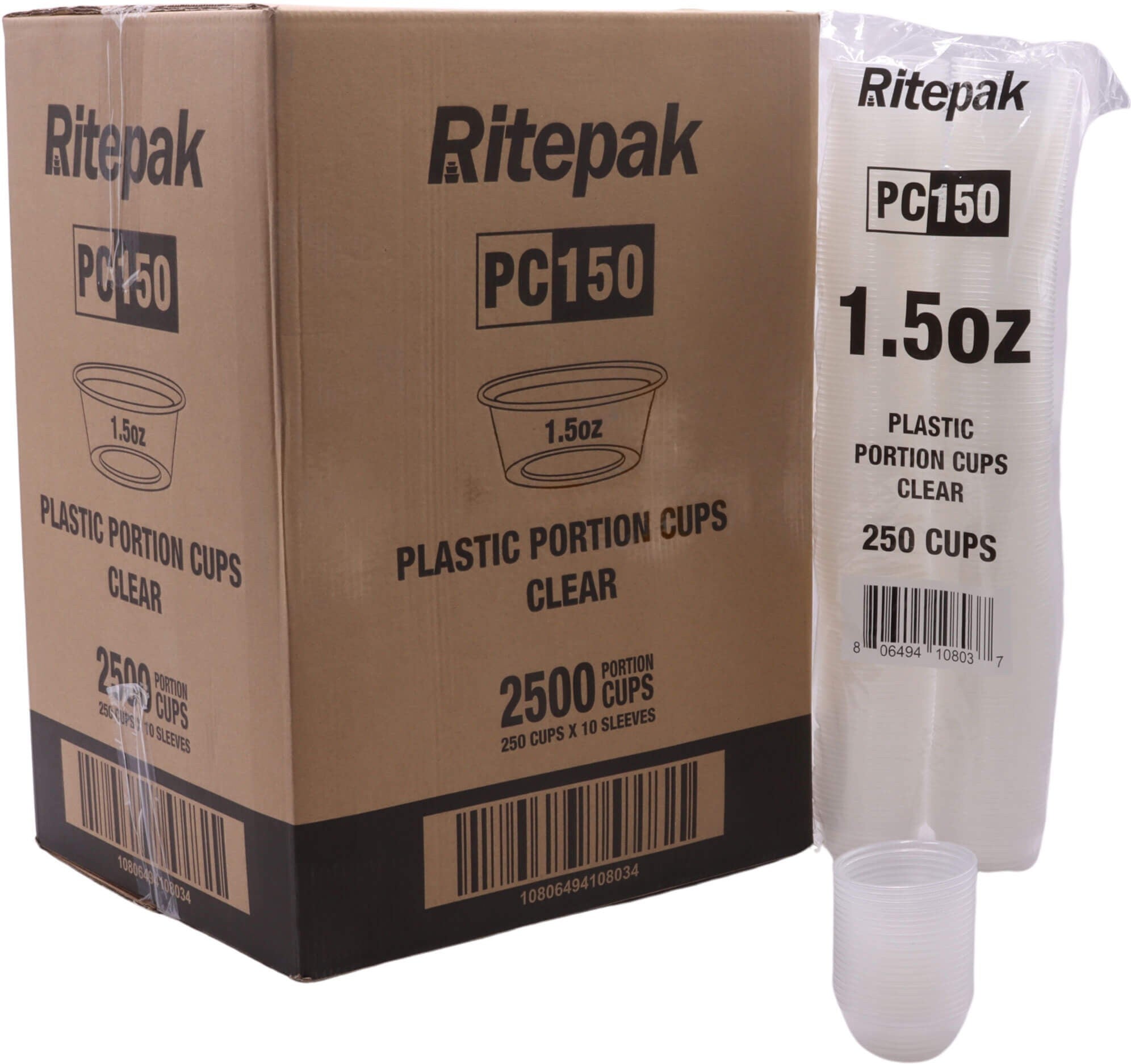 RitePak - 1.5 Oz Clear Plastic Portion Cups, 2500/Cs - PC150