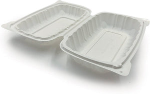 RitePak - 9" X 6" MFPP White Hinged Microwavable Container, 200/Cs - PH188