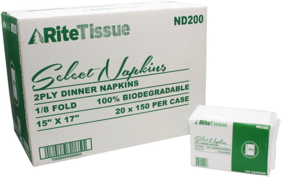 RiteTissue - 2 ply Dinner Napkin, 3000/cs - ND200