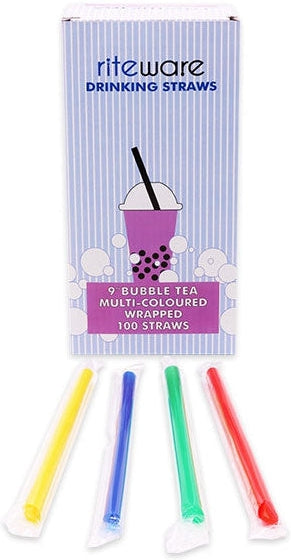 RiteWare - 9 Inch Bubble Tea Straw Wrapped, 100 Per Box - SP0957W