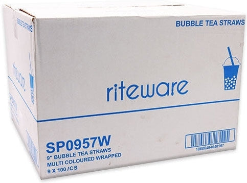 RiteWare - 9 Inch Bubble Tea Straw Wrapped, 100 Per Box - SP0957W