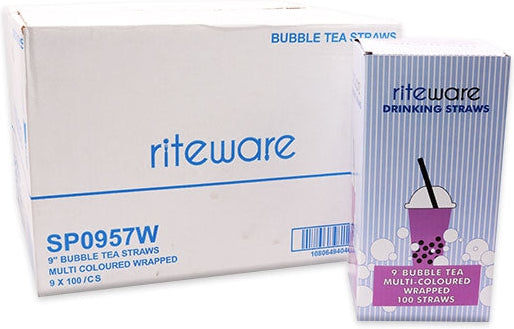 RiteWare - 9 Inch Bubble Tea Straw Wrapped, 100 Per Box - SP0957W