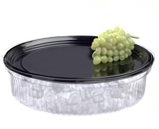 Sabert - 12" Onyx Black Round Plastic Platter, 36/Pc - 9912