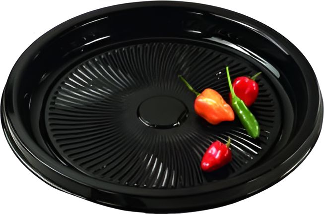 Sabert - 16" Black Nova Plus Round Platter with Clear High Dome Lid, 25/Cs - C9516