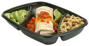 Sabert - 35 Oz Black Three-Compartment Medium Rectangle Container, 150/Cs - 71335B150N