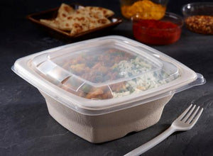 Sabert - Clear PP Lid for 24, 28, 32 oz. Square Pulp Bowls, 300/cs - 51932F300