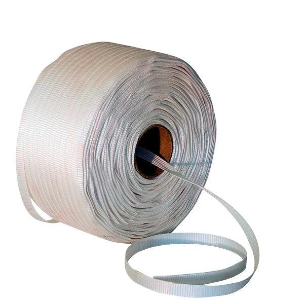 1.5" x 500 ft White Woven Poly Strapping, 500 Ft/Roll - CWP105HDPLA