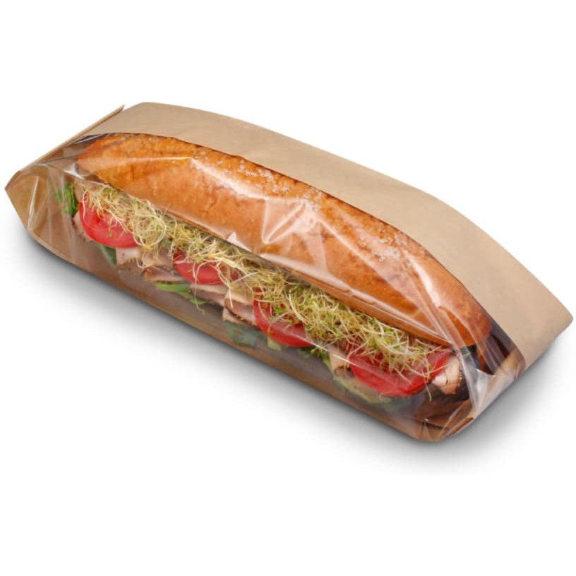 De Luxe - 3.25" x 2" x 10.25" Dubl View Baguette Deli Bag With Window, 500/cs - 300050