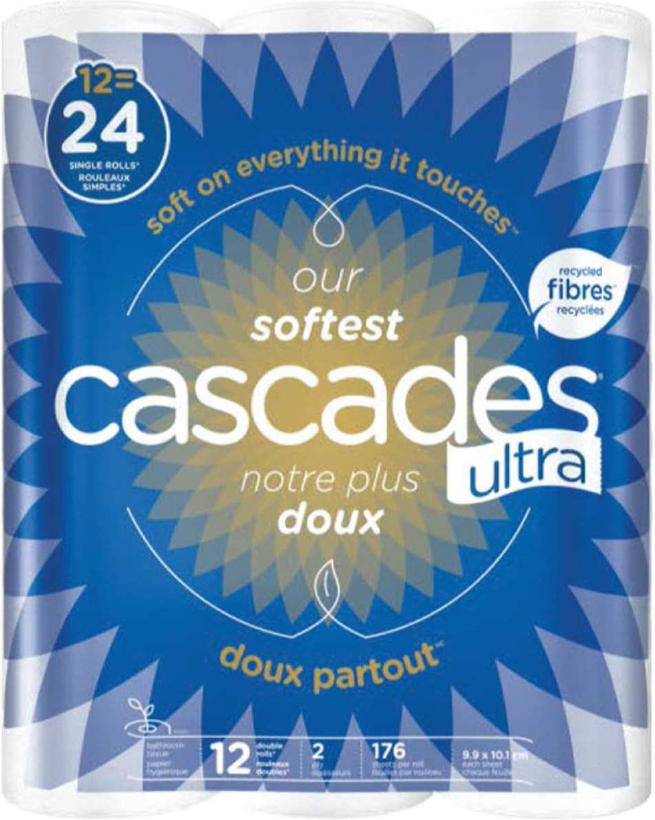 Cascades Tissue Group - 176 Sheets Ultra Soft 2 ply Toilet Tissue, 12rl/cs - 77151D1