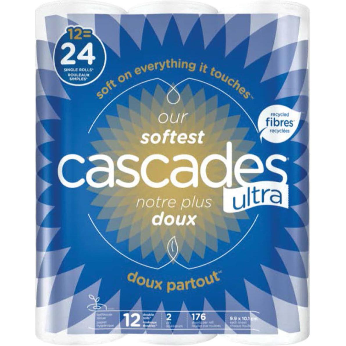 Cascades Tissue Group - 176 Sheets Ultra Soft 2 ply Toilet Tissue, 12rl/cs - 77151D1 (Special Order Item)