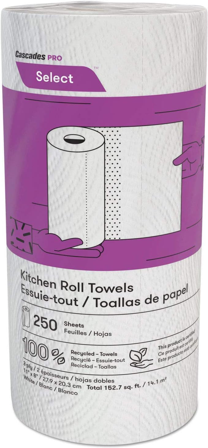 Cascades Tissue Group - 250 Sheets Select 2 Ply Household Hand Towels, 12 Rl/Cs - K250