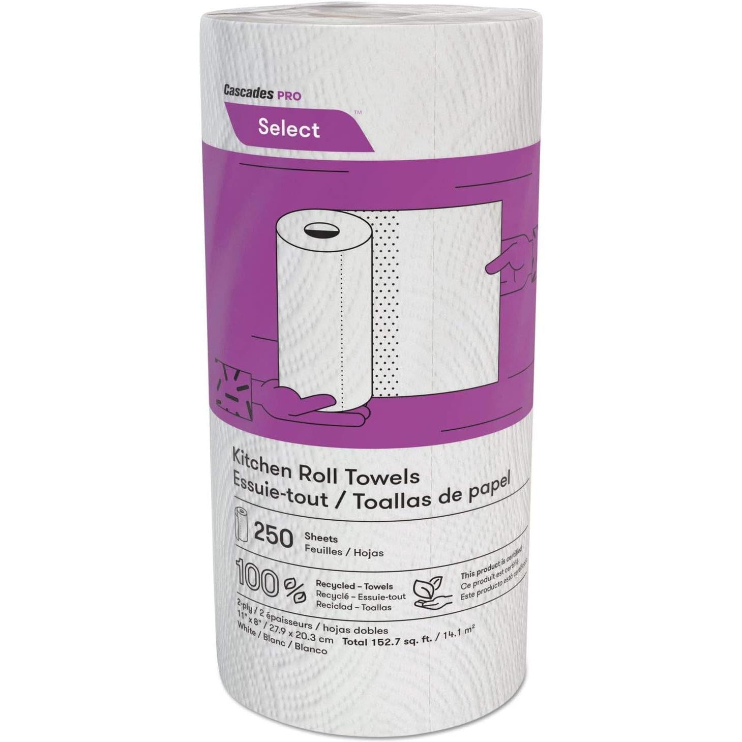 Cascades Tissue Group - 250 Sheets Select 2 Ply Household Hand Towels, 12 Rl/Cs - K250