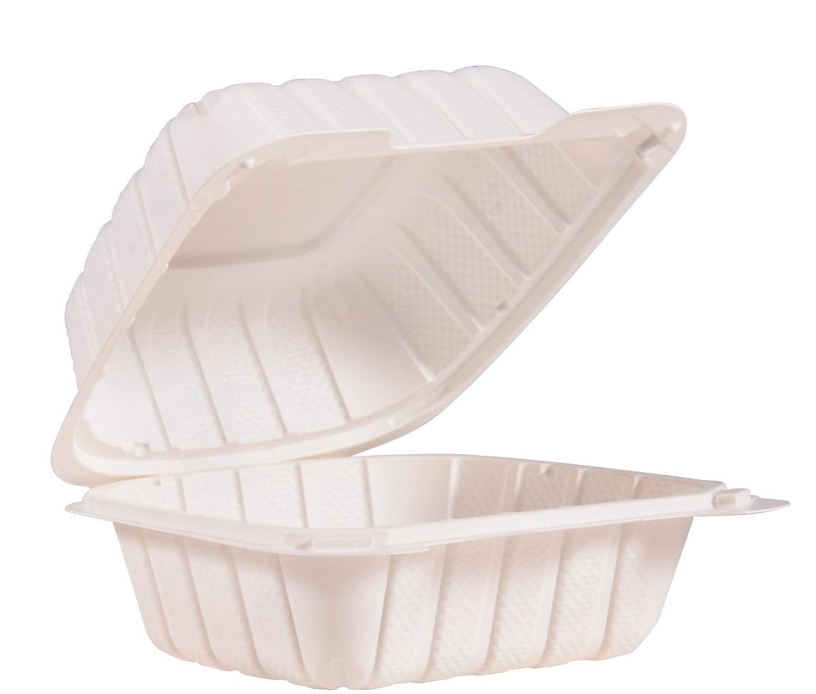 Dart Container - 6" x 6" MFPP 1 Comp Hinged Container, White, 150/Cs - 66MFPPHT1