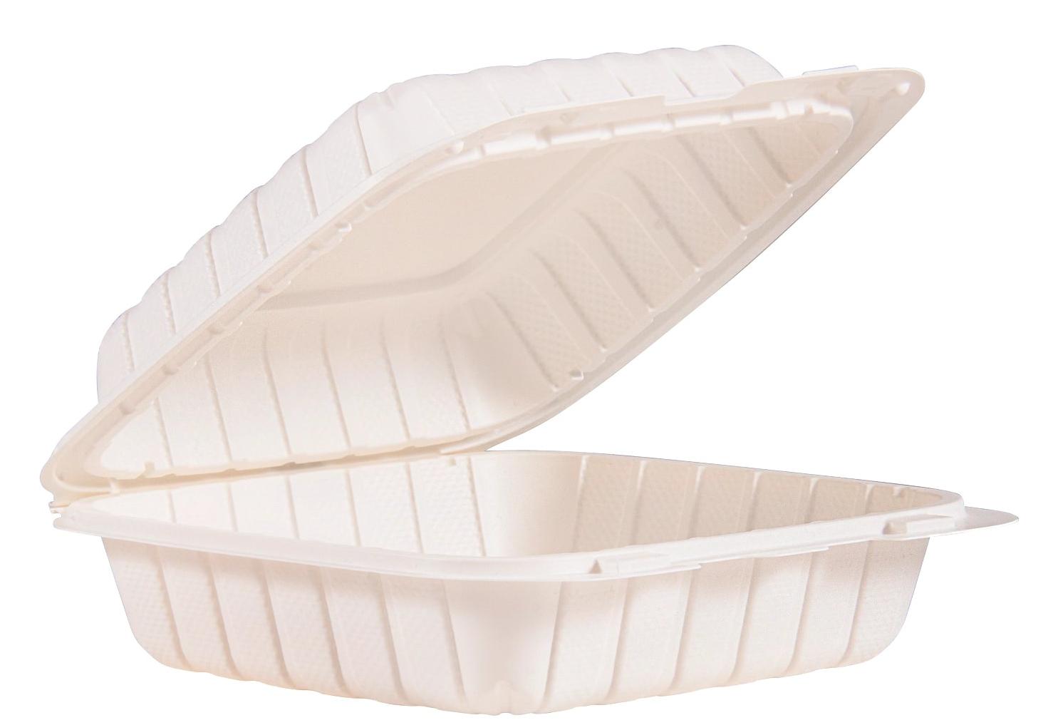 Dart Container - 8" x 8" MFPP 1 Comp Hinged Container, White, 150/Cs - 88MFPPHT1