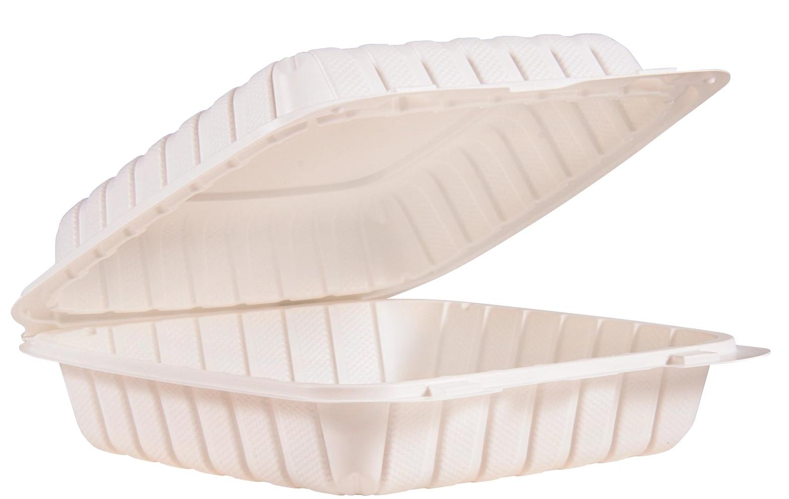 Dart Container - 9" x 9" MFPP 1 Comp Hinged Container, White, 150/Cs - 99MFPPHT1