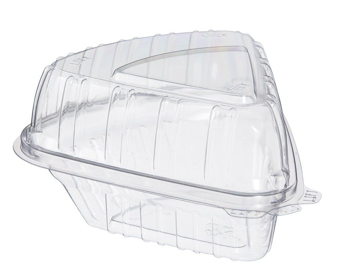 Dart Container - 5.63" x 6.13" x 3" Plastic Clear Pie Wedge Hinged Container, 250/cs - DRTC54HT1