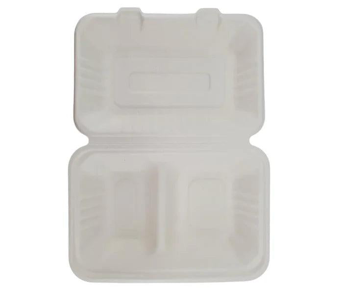 Eco-Craze - 9" x 6" 2 Compartment Baggase Container, 200/Case - TOC739