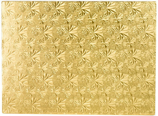 Enjay Converters - 1/2 Sheet Single Wall 13.75" x 18.75" Scallop Embossed Gold Cake Board, 50 Per Case - SW18341334SGEMB