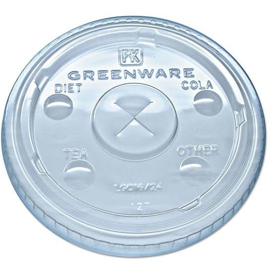 Fabri-Kal - 16-24 Oz Greenware Clear Plastic Lid With Straw Slot, 1000/Cs - 9509112