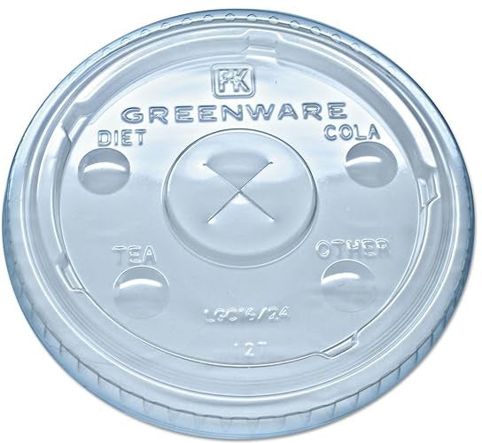 Fabri-Kal - 16-24 Oz Greenware Clear Plastic Lid With Straw Slot, 1000/Cs - 9509112