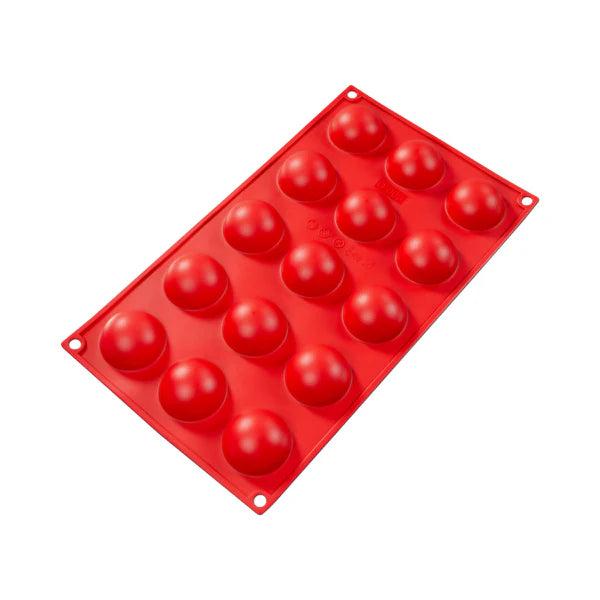 Fat Daddio's - 0.68 Oz Hemisphere 15 Cavities Red Silicone Bakeware - SMF-005