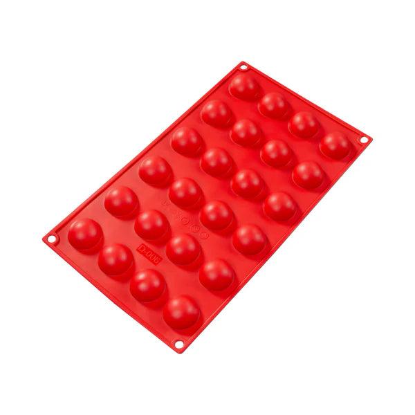 Fat Daddio's - 0.3 Oz Hemisphere 24 Cavities Red Silicone Bakeware - SMF-006