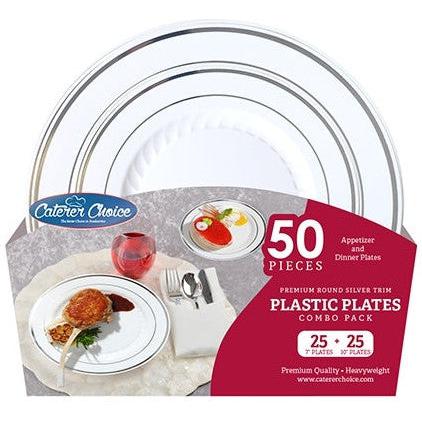Fineline Settings - 7" & 10" Clear Round Foil Trim Plates Combo - 1116050