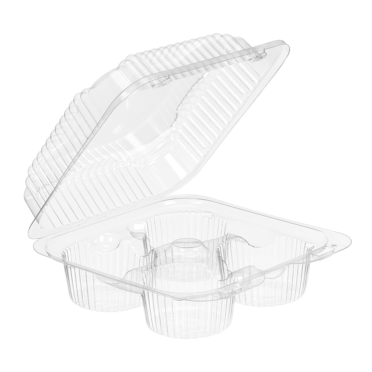 Inline Plastic - 4 Compartment Pet Hinged Muffin and Cupcake Container, 288/cs - 075959