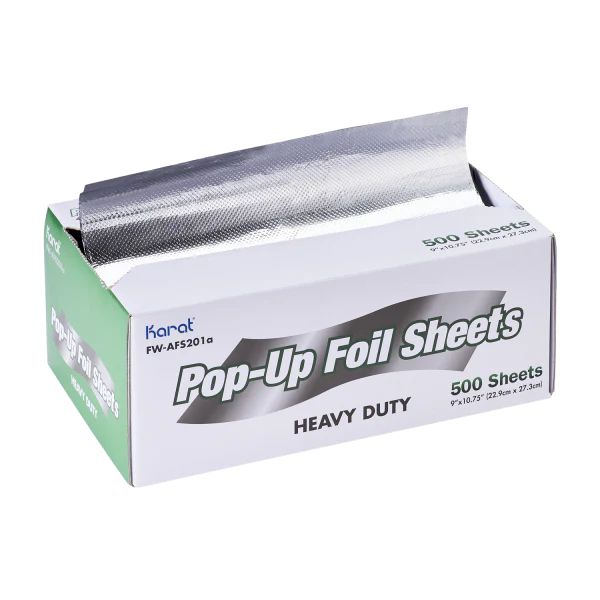 Karat - 9" x 10.75" Heavy-Duty Pop-up Aluminum Foil Sheets, 500/bx, 6 Bx/Cs - KARFWAFS201