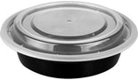 RitePak - 32 Oz, 7" Deep Black Round Microwavable Container with Lid Combo, 150/cs - KARIMFC4032B