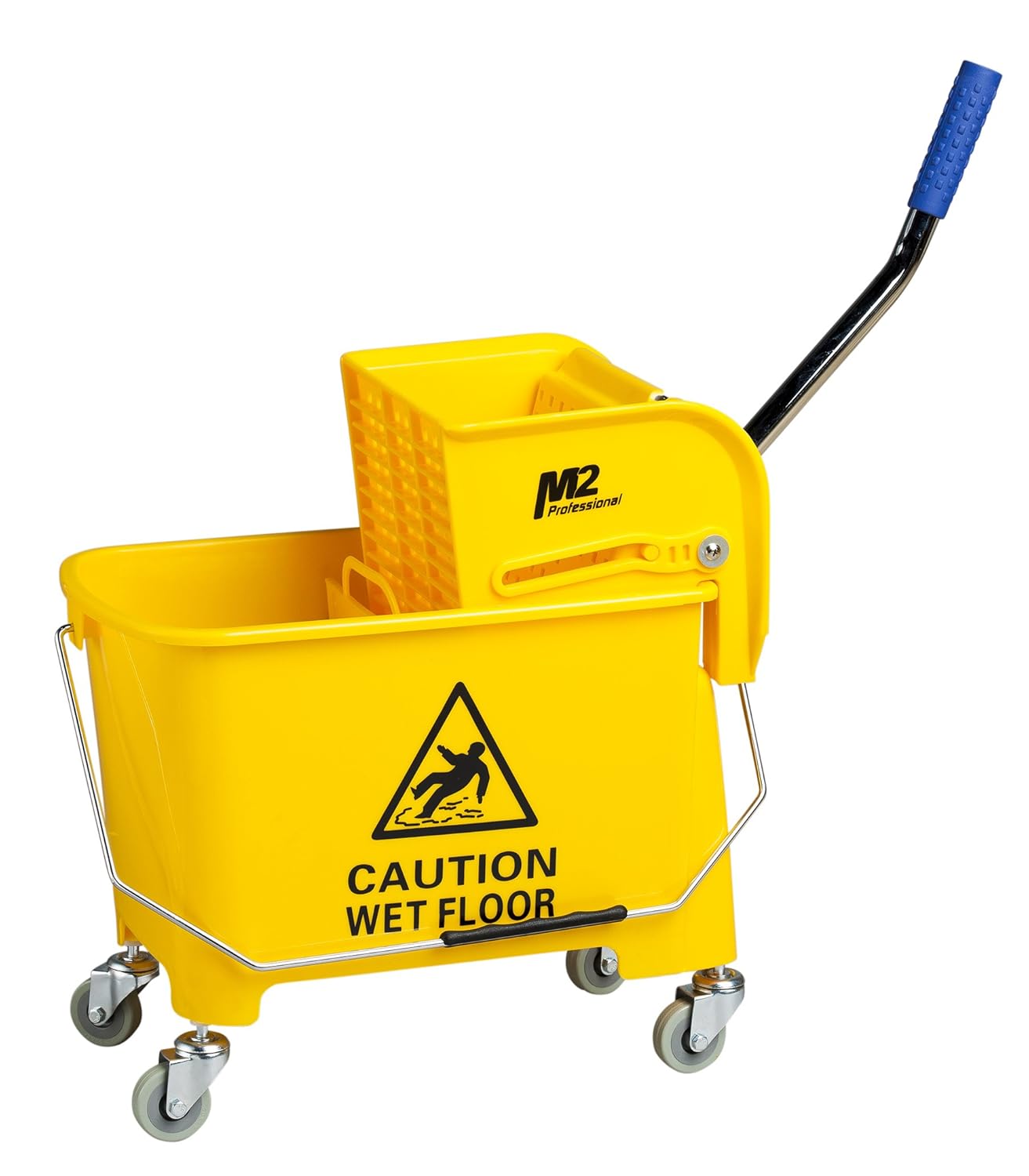 M2 Professional - 22 Qt Yellow Junior Mop Bucket with Side Press Wringer - M2PBWS1011YE