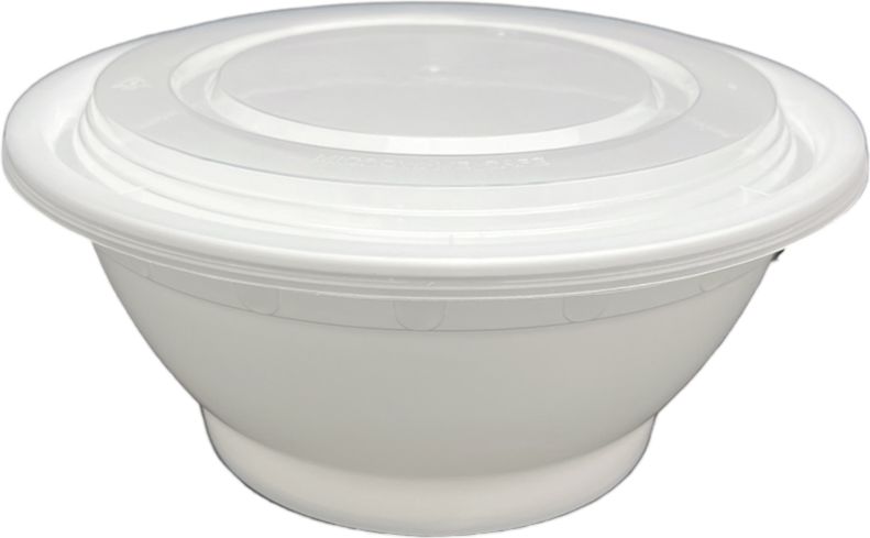 32 Oz White Microwaveable Soup Bowl Container with Lid, 150 Sets/Cs - B-38