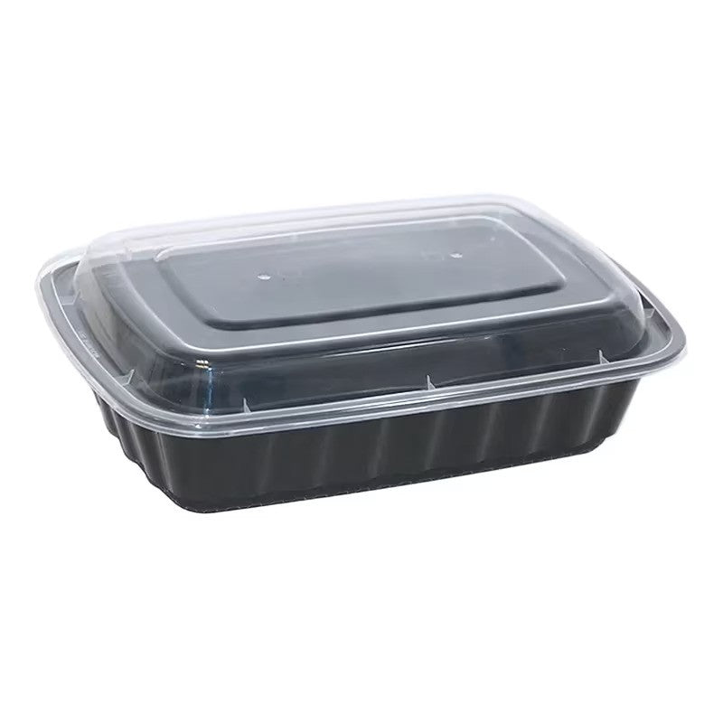 24 Oz Black 7" x 5" x 2" Rectangular Container Combo, 150/Cs - 68024