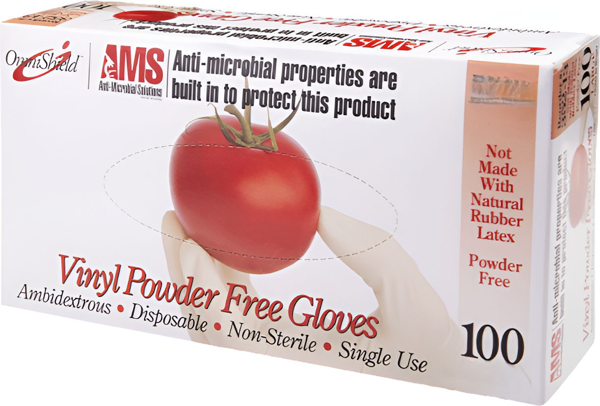 Omni International - OmniShield AMS #352 Series Clear Medium Multi-Purpose Vinyl Gloves, 10x100/Box - 352-12