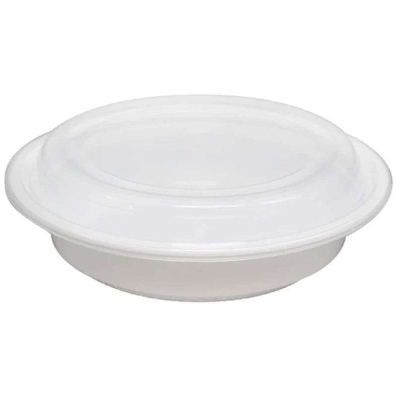 7", 32 Oz Deep White Round Container with Lid Combo, 150/CS, 50Cs/Sk, 5Cs/Tier - PCM0732W